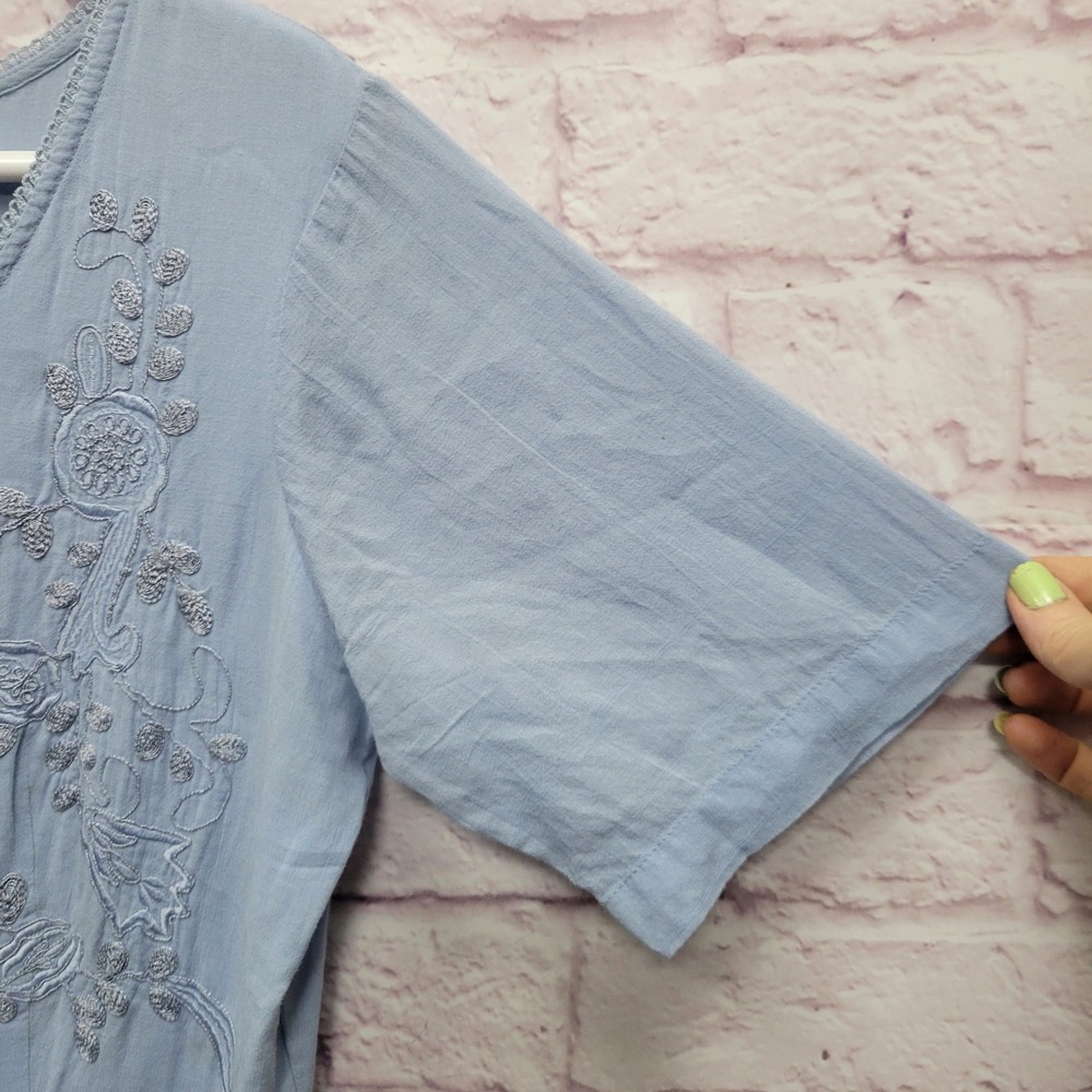 VTG Together Boho Embroidered Maxi Dress Sz 10 Blue Cottagecore Fairy Whimsical‎ - Picture 9 of 10